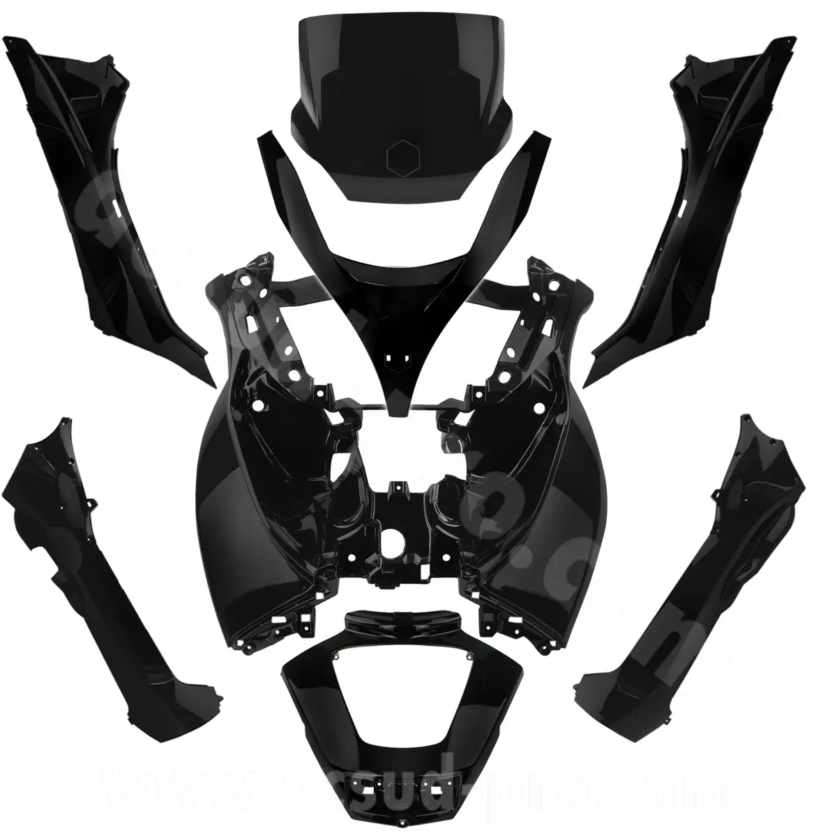 피아지오 MP3 125/250/300/400/500 cc (2008-2013) 블랙 글러시 8피스 보디 키트