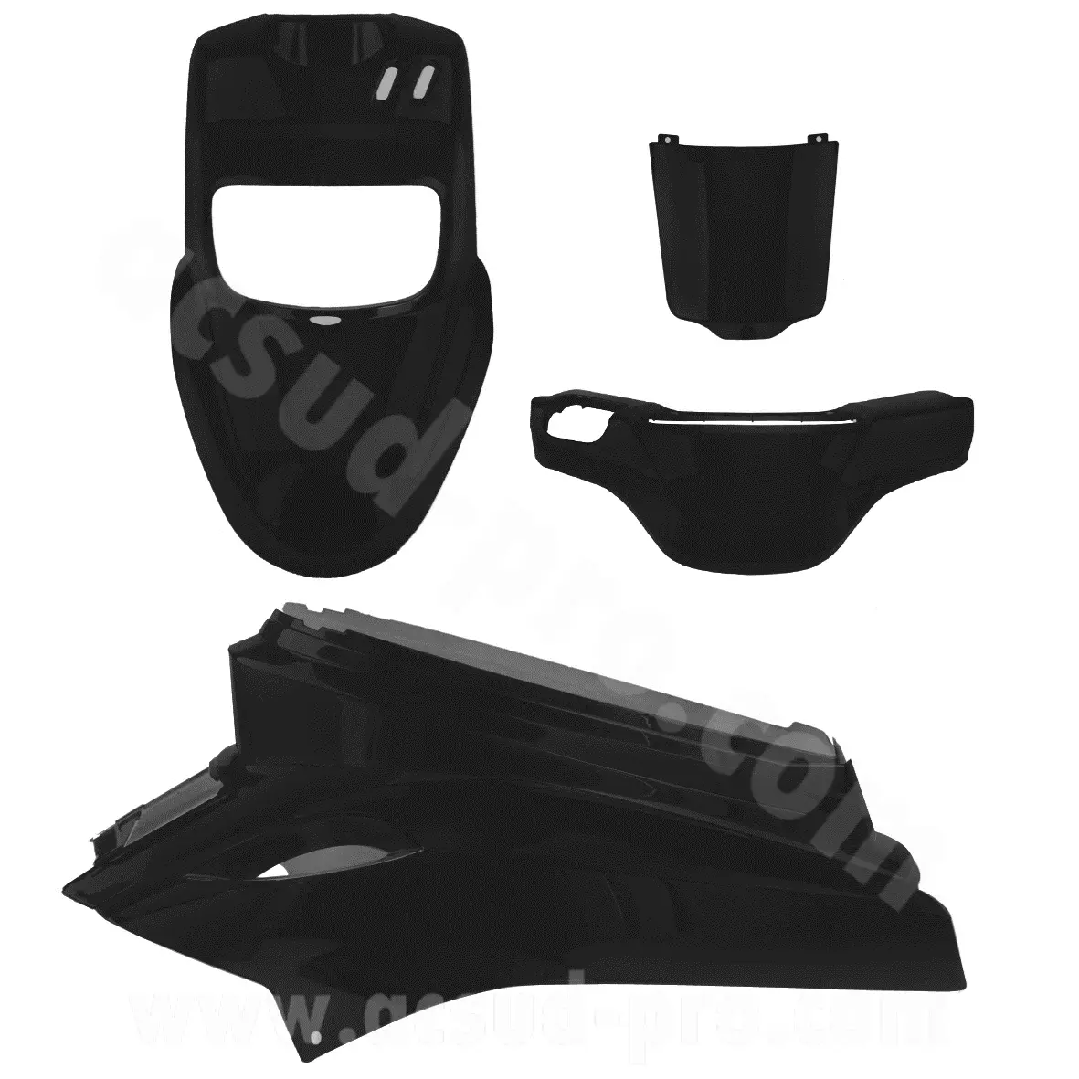 Kit carrosserie MBK Booster 50 / Yamaha BWS 50 2004-2017 origine noir mat 4 pièces