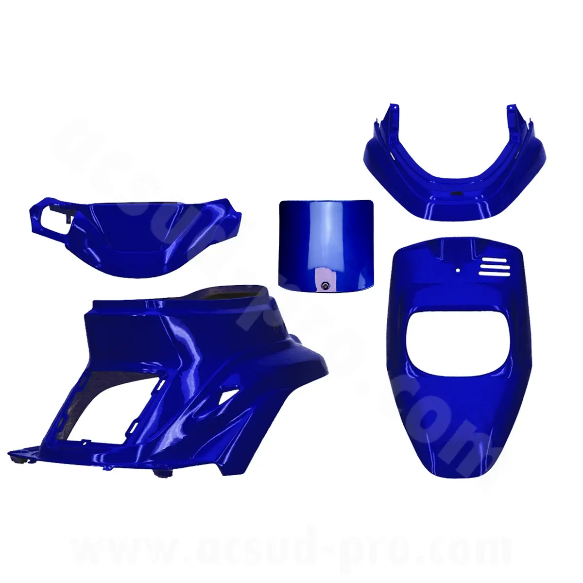 Kit carrosserie MBK 50 Booster 1999-2003 / Yamaha 50 BWS 1999-2003 bleu métal 5 pièces