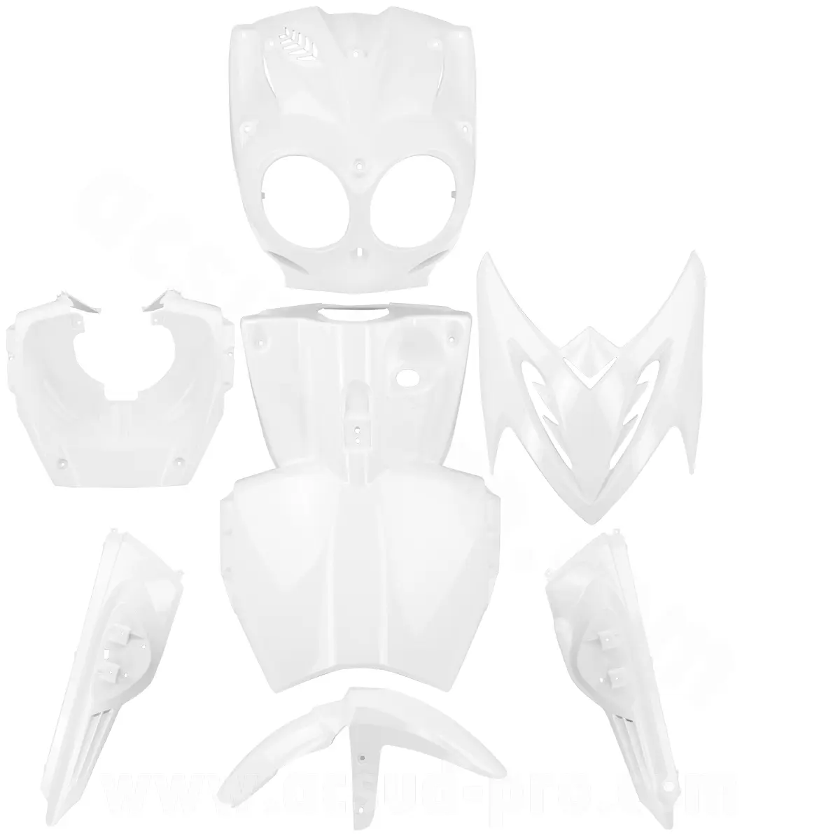 Kit carrosserie MBK Stunt / Yamaha Slider type origine blanc 2004-2012 7 pièces