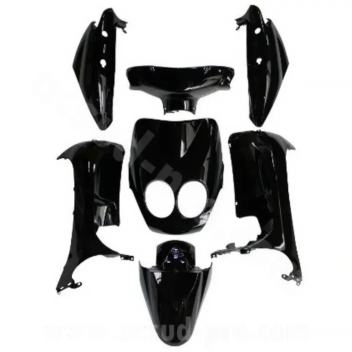 Karosserieset MBK Ovetto / Yamaha Neos 2008-2010 Hochglanz Schwarz 7-teilig