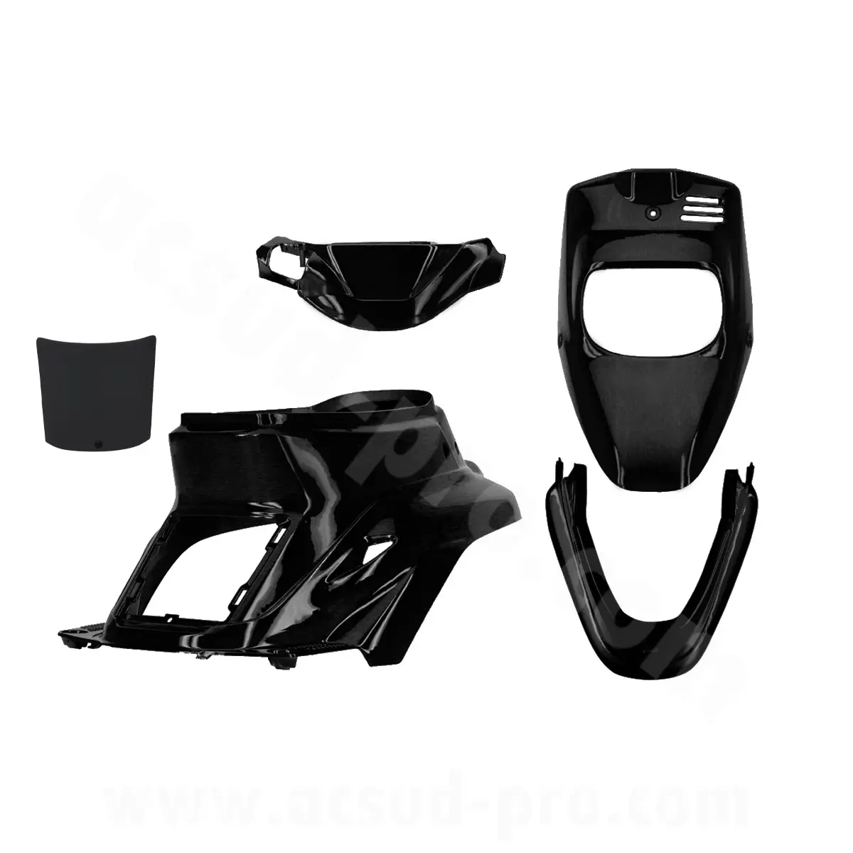 Kit carrosserie MBK 50 Booster 1999-2003 / Yamaha 50 BWS 1999-2003 noir mat 5 pièces