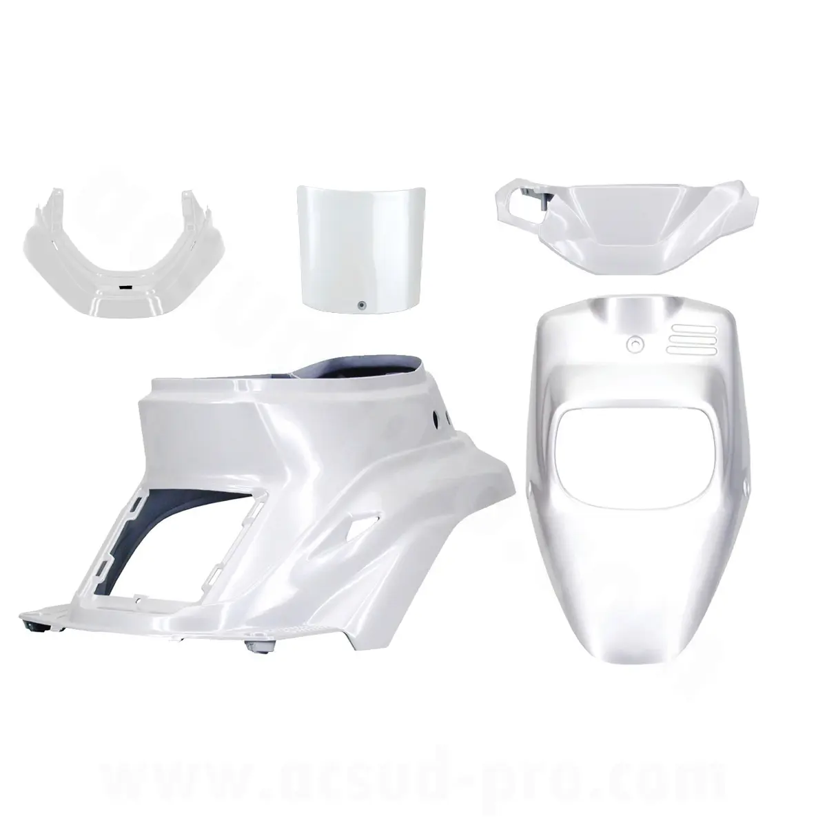 Kit carrosserie MBK 50 Booster 1999-2003 / Yamaha 50 BWS 1999-2003 blanc métal 5 pièces