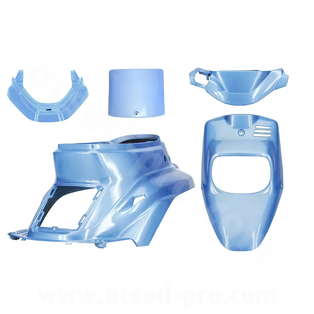 Kit carrosserie MBK Booster 50 1999-2003 / Yamaha BWS 50 1999-2003 bleu Hawaï 5 pièces
