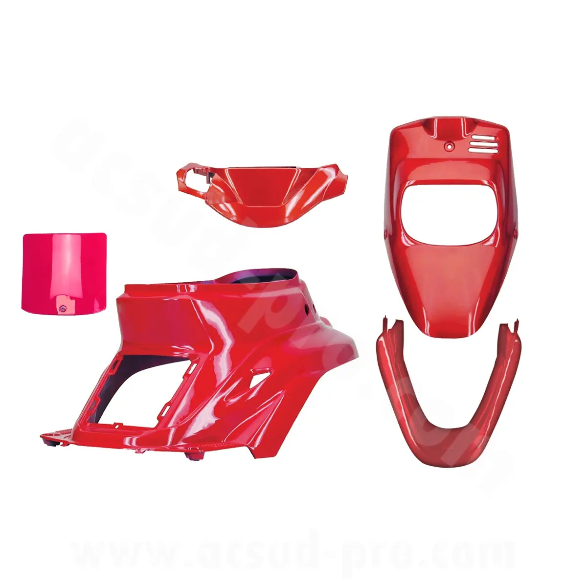 Kit carrosserie MBK Booster 50 1999-2003 / Yamaha BWS 50 1999-2003 rouge scuderia (5 pièces)