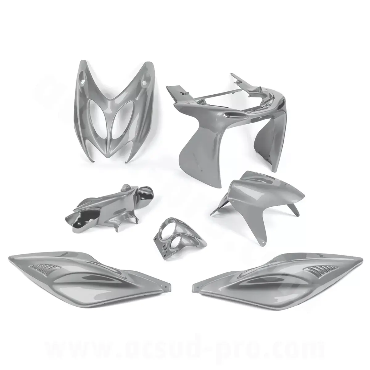 Kit de carenagem MBK Nitro / Yamaha Aerox cinza Nardo 1997-2012 7 peças