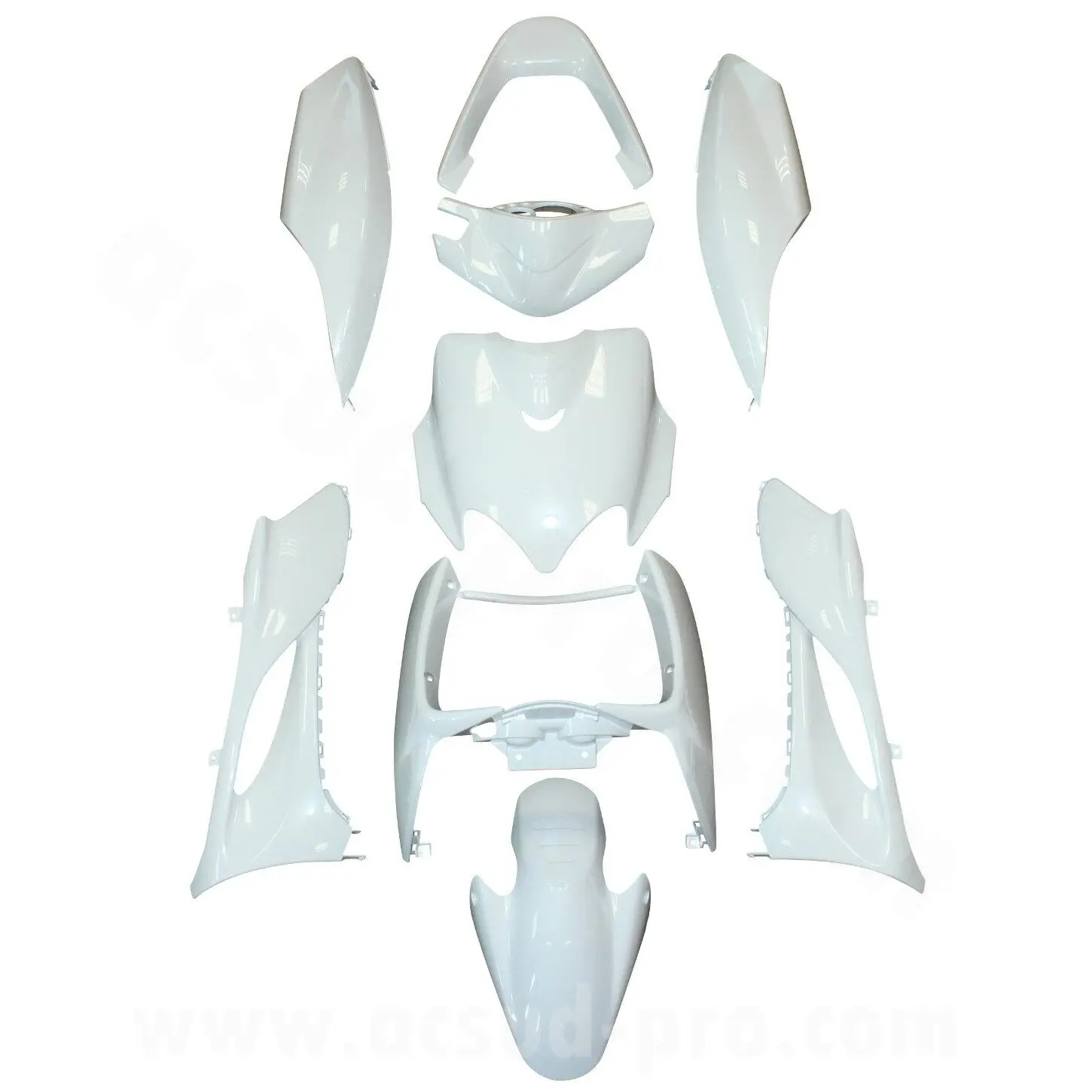 Kit carrosserie MBK Mach G / Yamaha Jog blanc 9 pièces