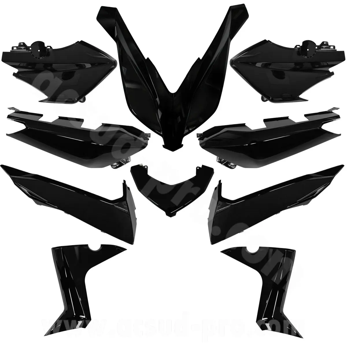 Carrosseryset Yamaha X-Max 125/250/400 2014-2017 glanzend zwart (10 delen)