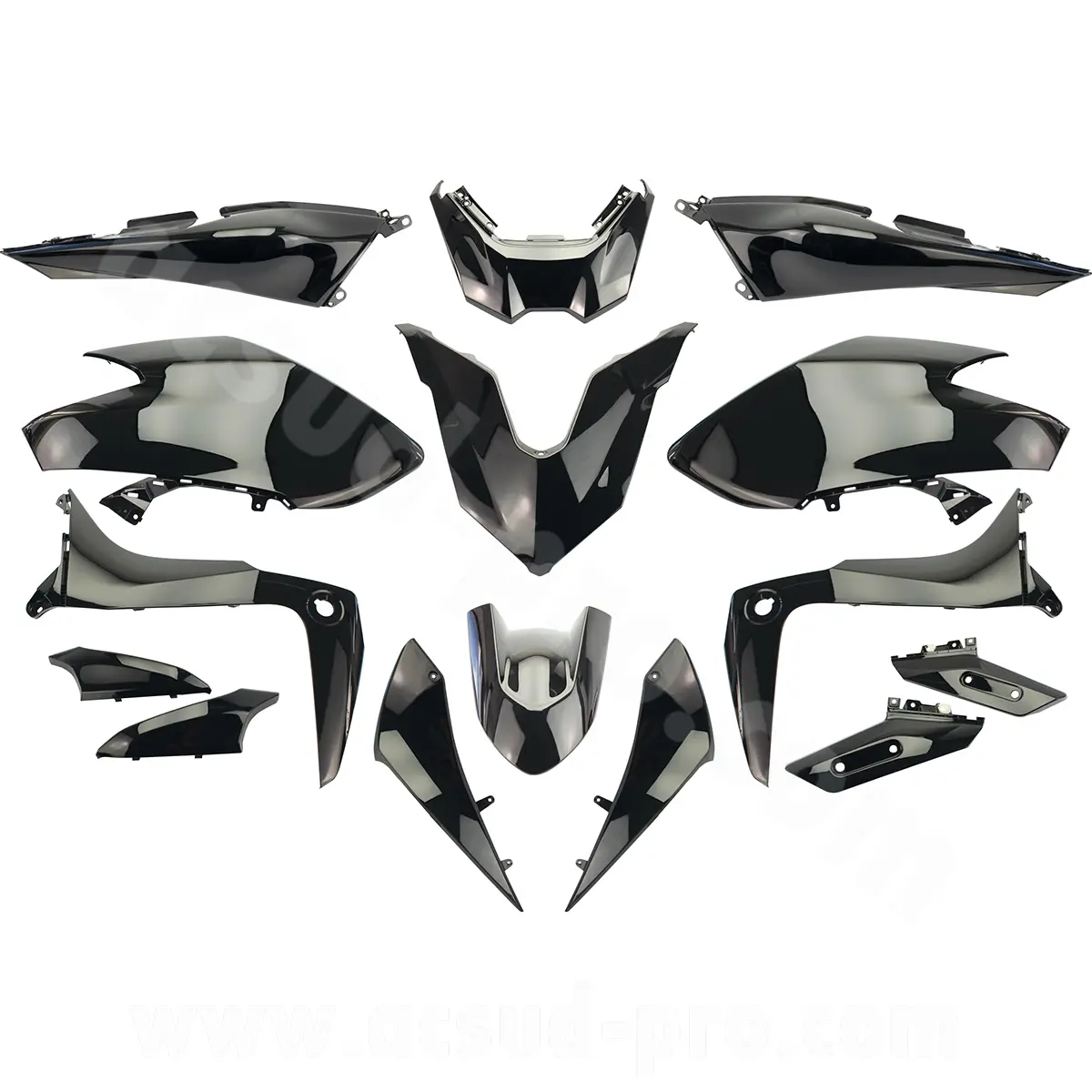 Karosseriesatz Yamaha TMAX 530 2017-2019 SX/DX Hochglanzschwarz 15 Teile