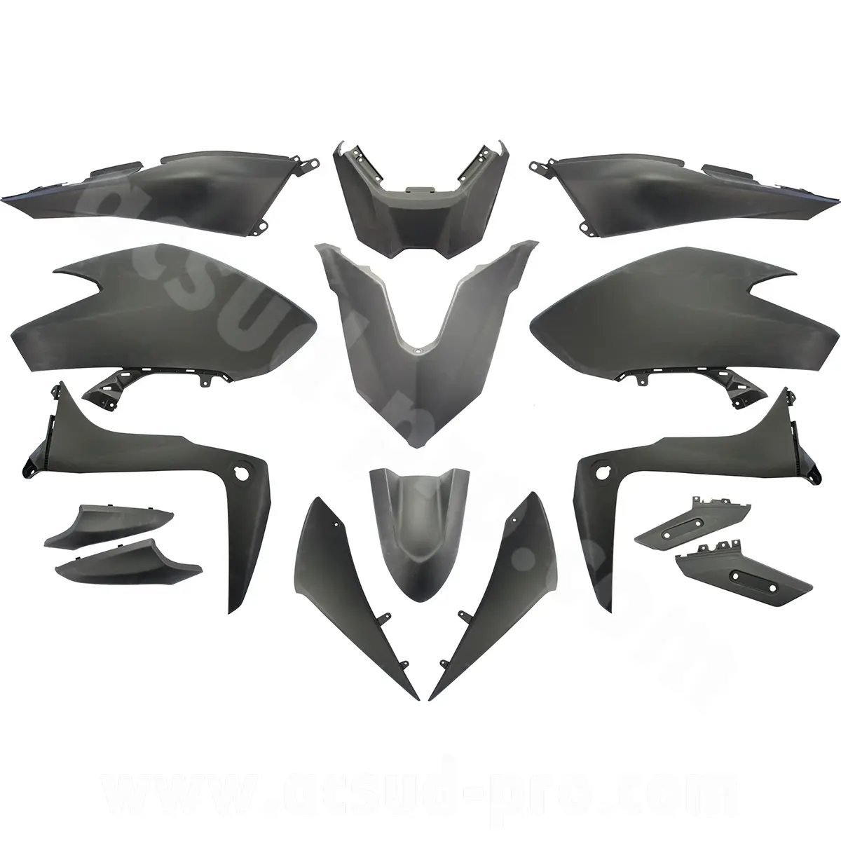 Kit de carenagem Yamaha TMAX 530 2017-2019 SX/DX preto fosco 15 peças