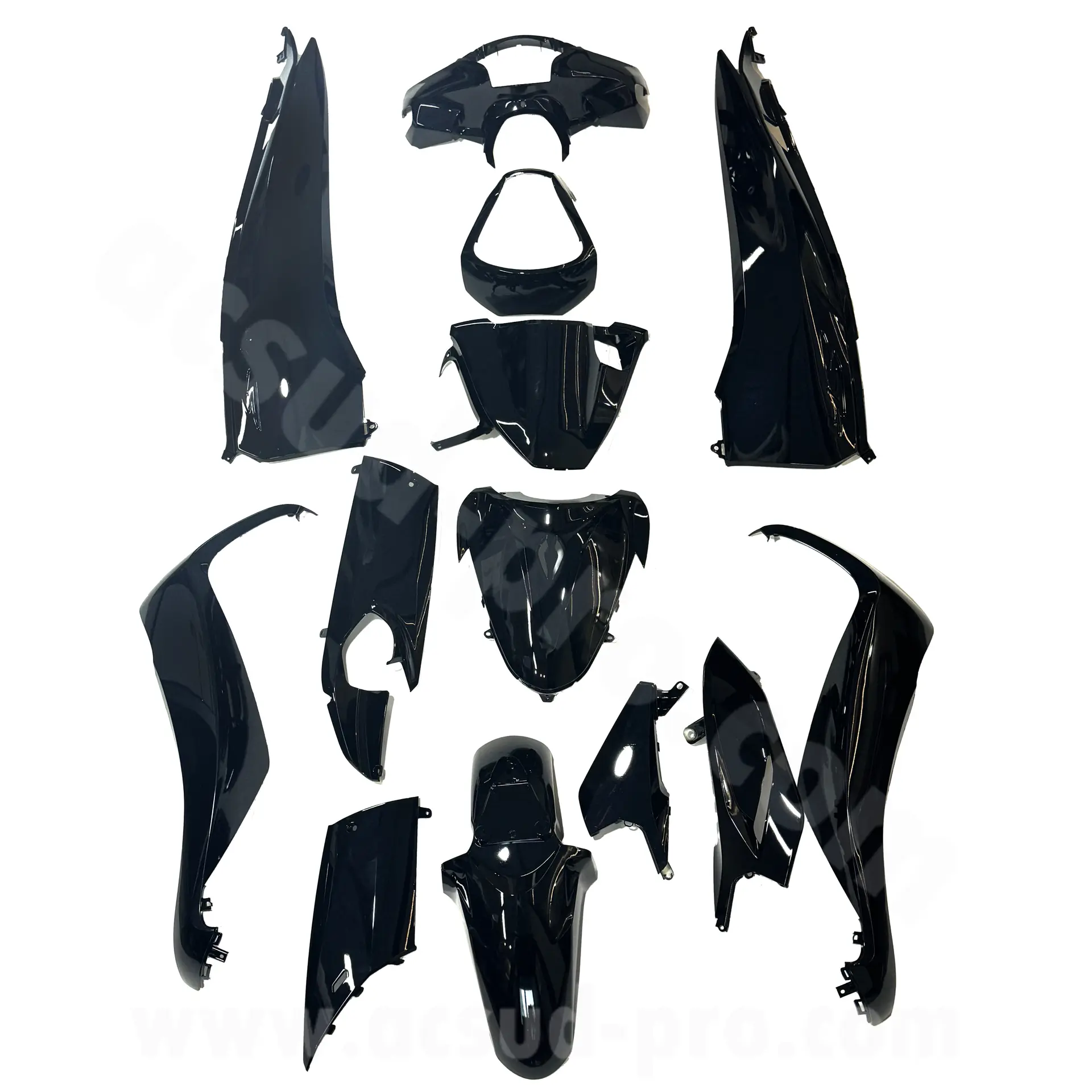 Kit de carenagem Honda SH125i/150 cc Start and Stop 2013-2016 preto (13 peças)