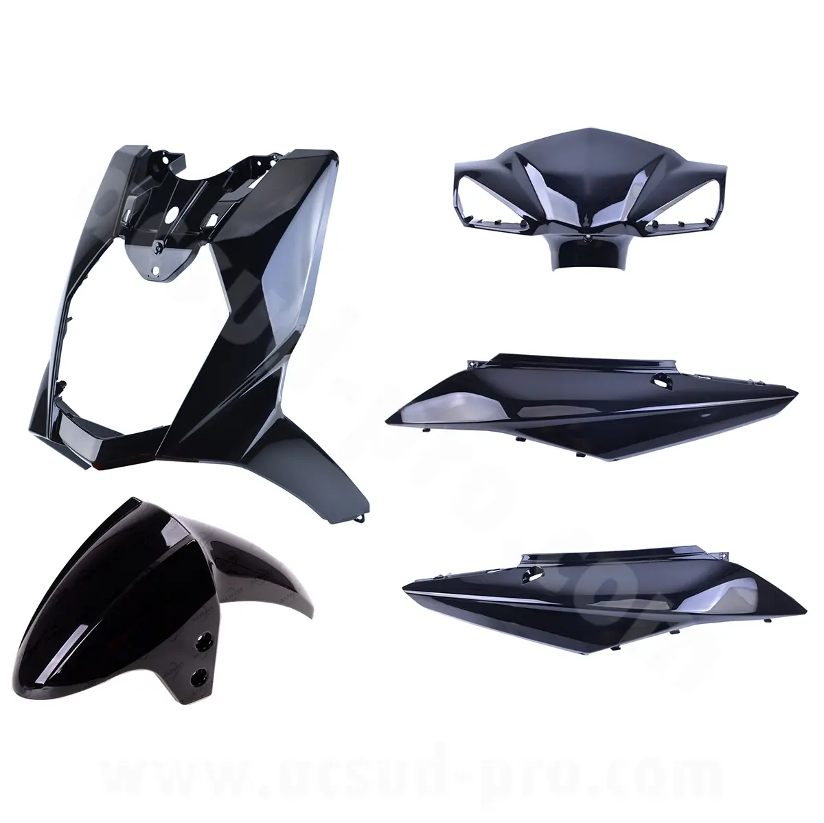 SYM ORBIT III 50/125cc 用 アダプテーション ボディキット 光沢ブラック (5点セット)( 53205-xb1-000-kg / 64301-xb1-000-kg / 83600-xb1-000-kg / 83500-xb1-000-kg)
