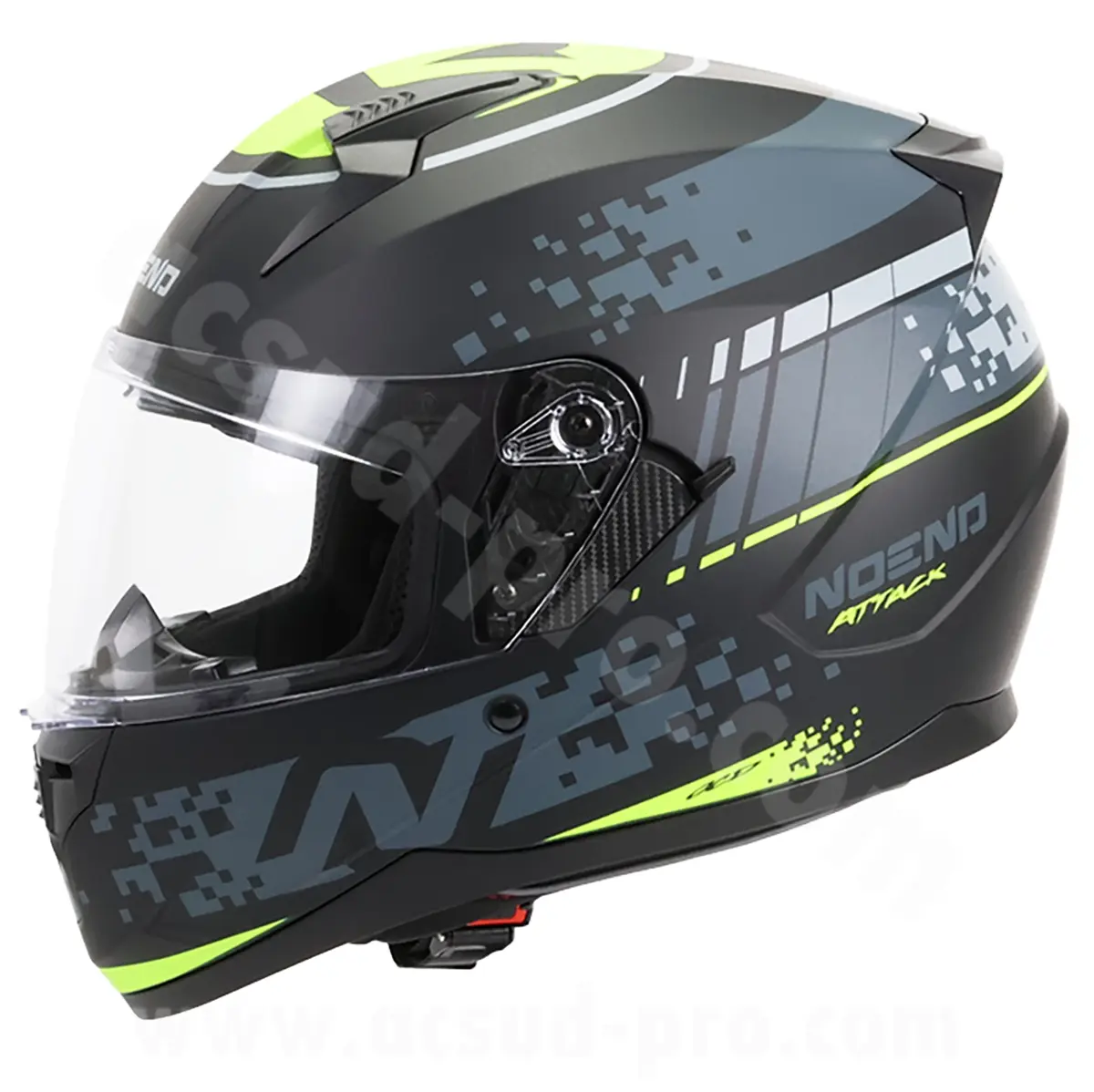 Helm full face double visor Noend Attack SC-33 hitam kuning S — tampak ke-2