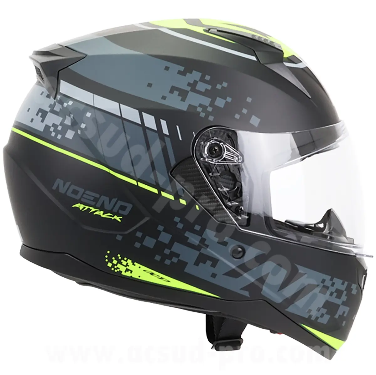 Helm full face double visor Noend Attack SC-33 hitam kuning S — tampak ke-5