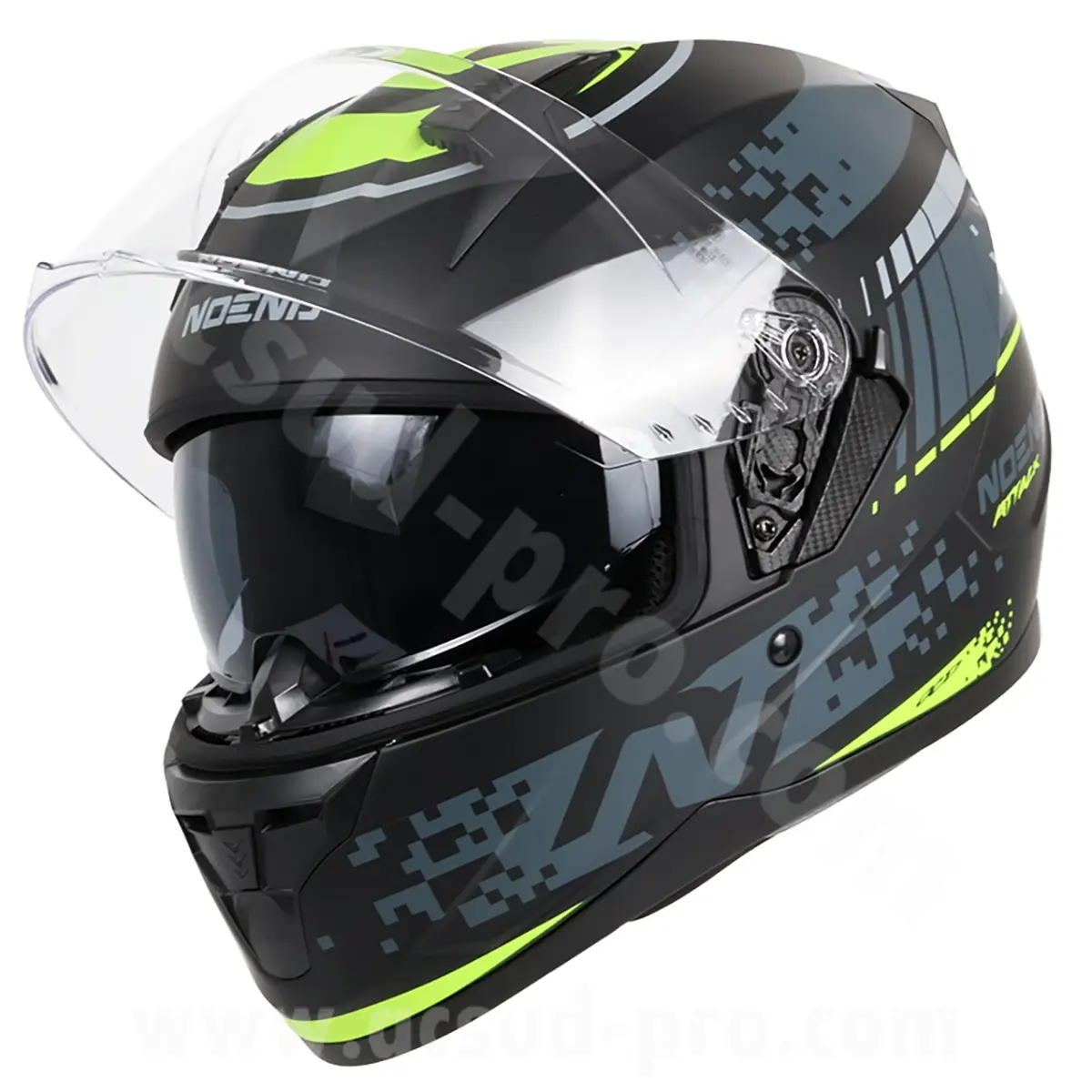 Helm full face double visor Noend Attack SC-33 hitam kuning S — tampak ke-7