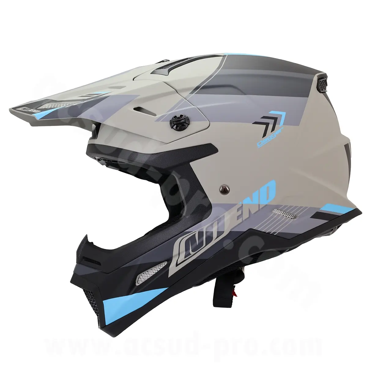 Motocross-Helm Noend Dagger matt grau blau XS