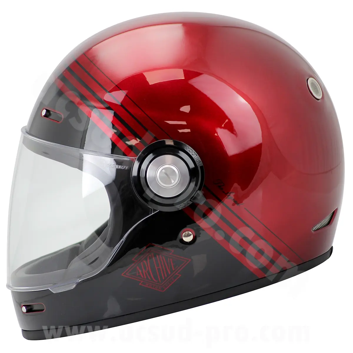 Integralhelm Archive Vintage The Legend glasfaserverstärkter Kunststoff rot glänzend Größe XXL — Ansicht 2