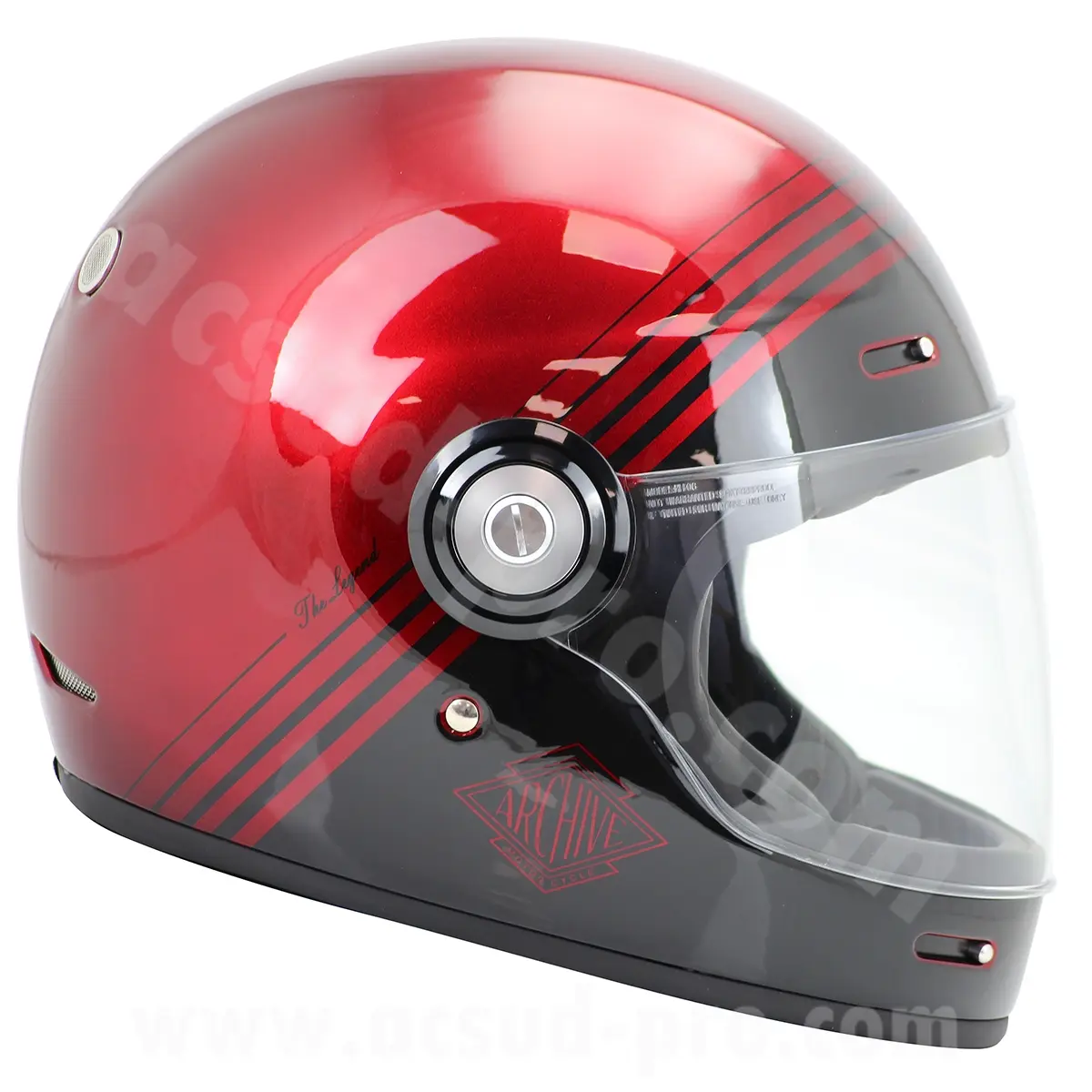 Integralhelm Archive Vintage The Legend glasfaserverstärkter Kunststoff rot glänzend Größe XXL — Ansicht 5