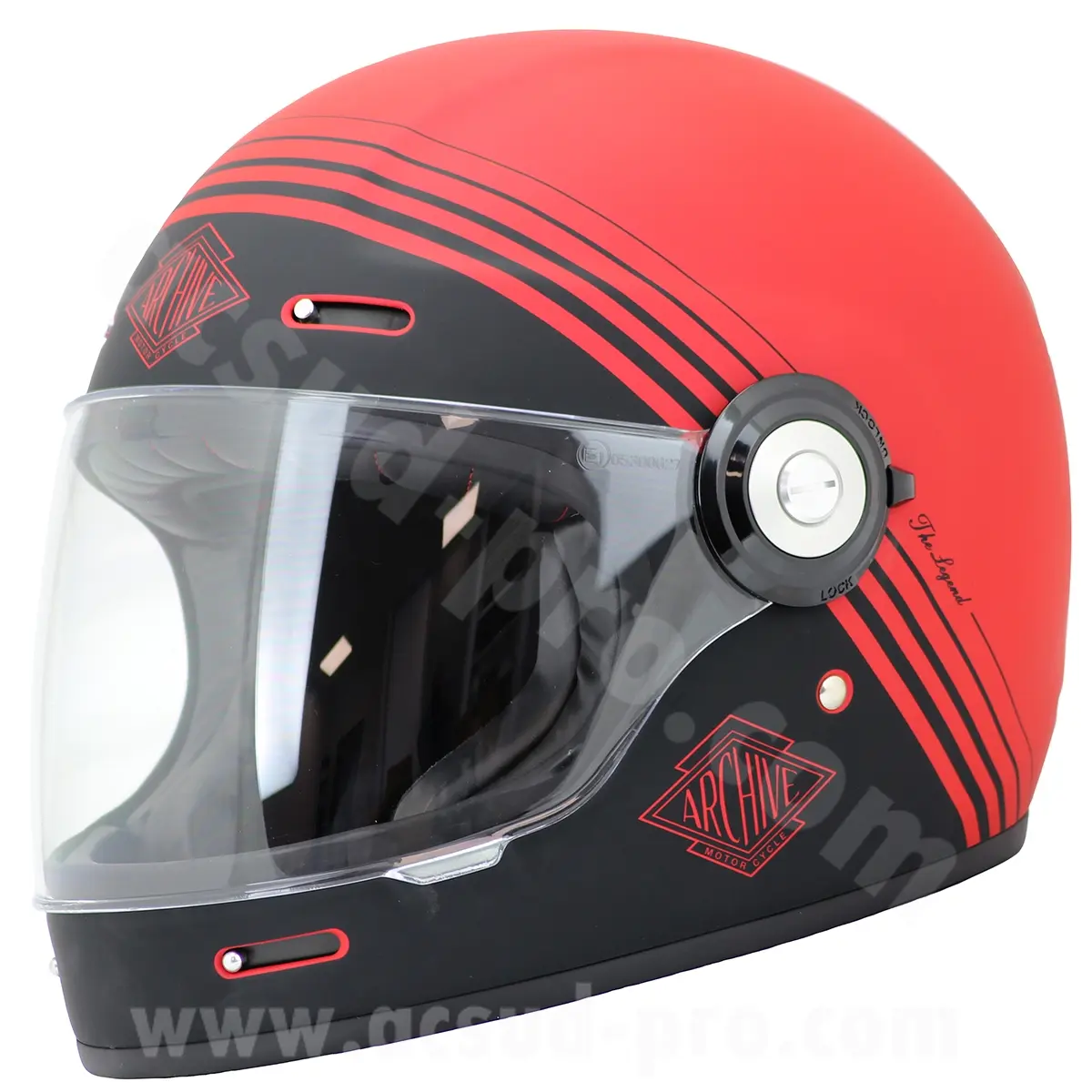 Integralhelm Archive Vintage The Legend matte rote Faser XXL