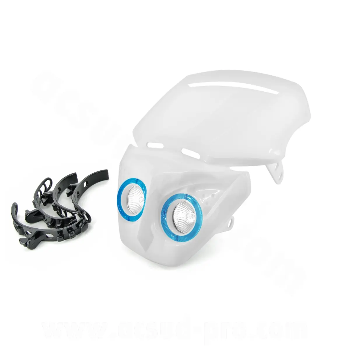 Tête de fourche blanche Transformer halogènes + LEDs