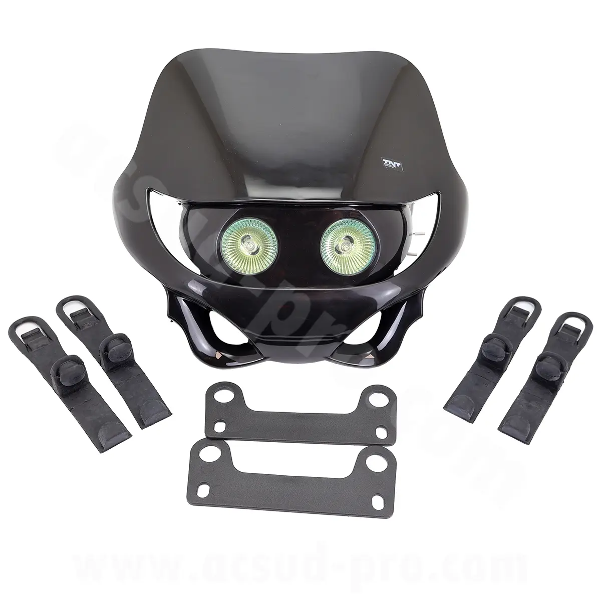 Enduro-Gabelkopf Halogen Doppelscheinwerfer schwarz