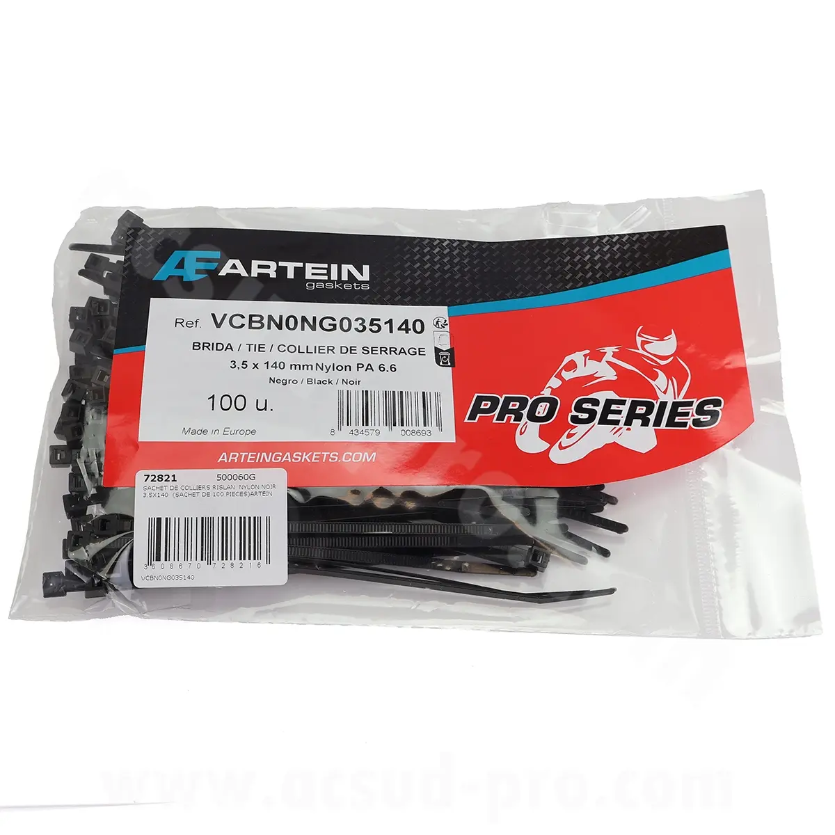 Beutel mit 100 Kabelbindern Rislam Nylon schwarz 3,5x140 mm