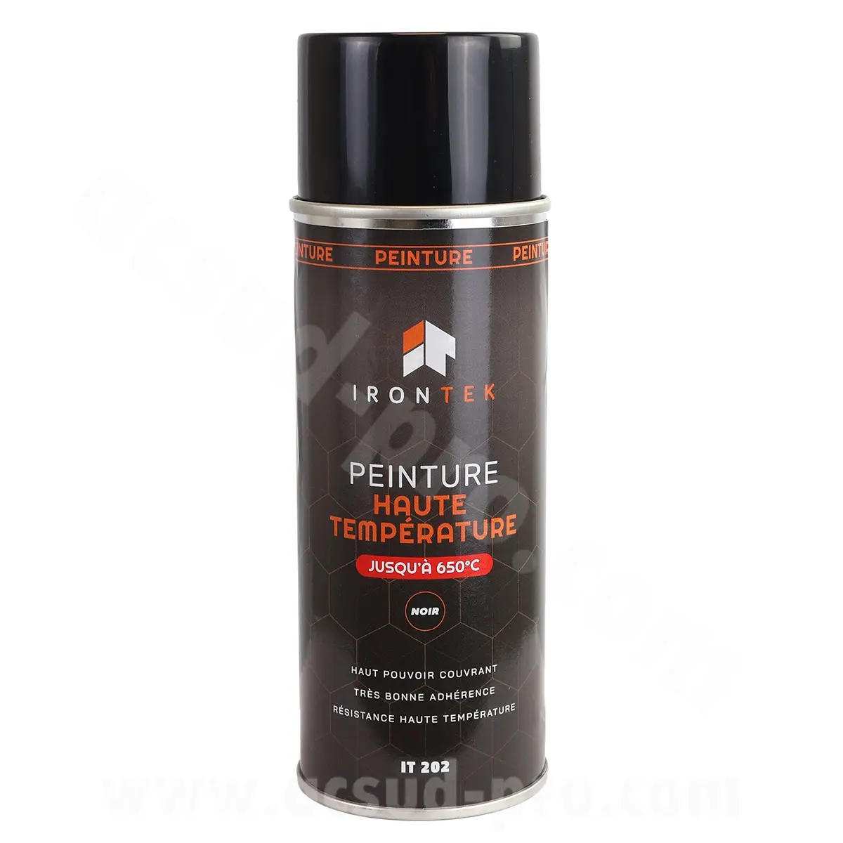 Bombe de peinture Irontek haute température 650° noir 400 ml