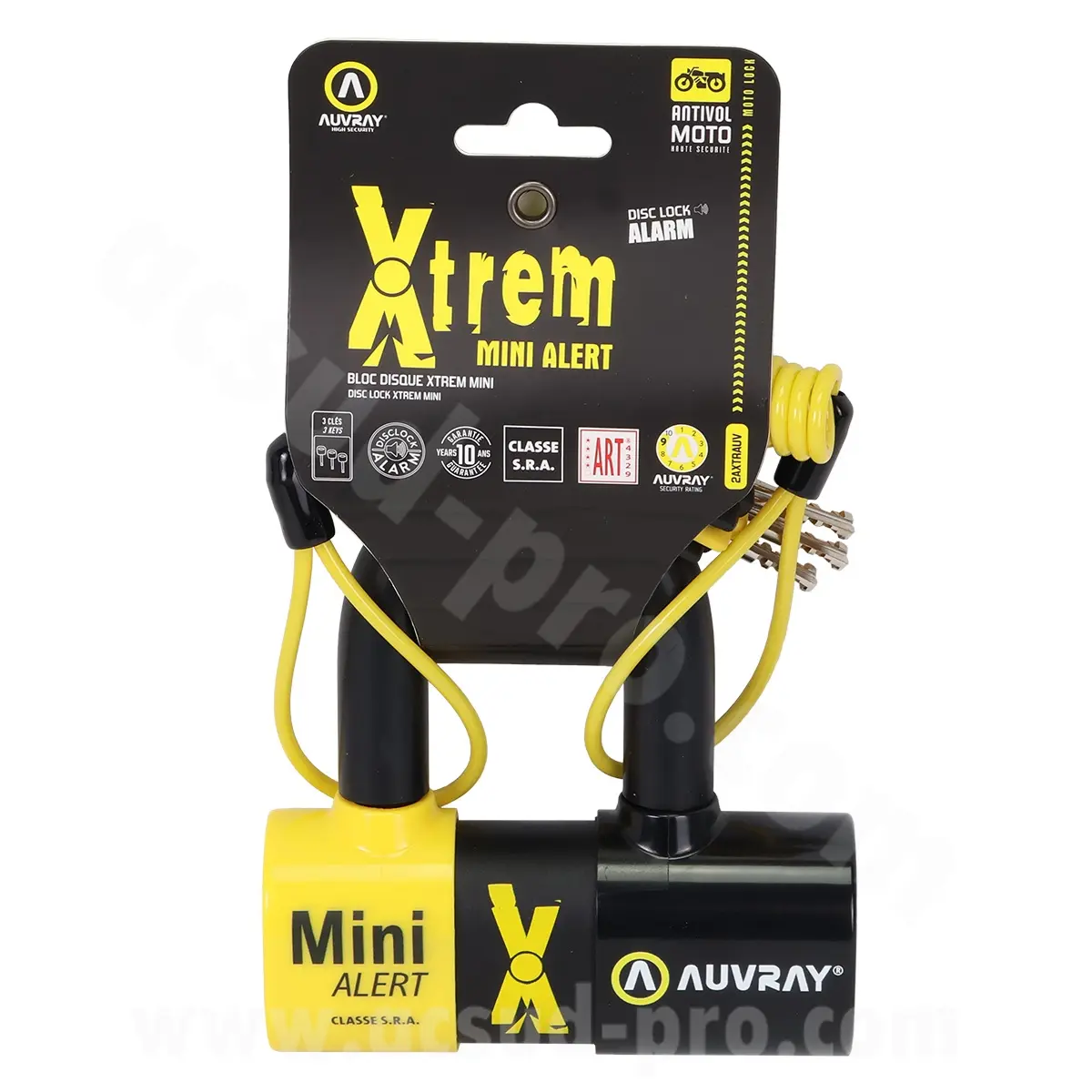Xtreme Mini Alert 알람 AUVRAY SRA 등급 인증 120dB 디스크 잠금 방지 장치