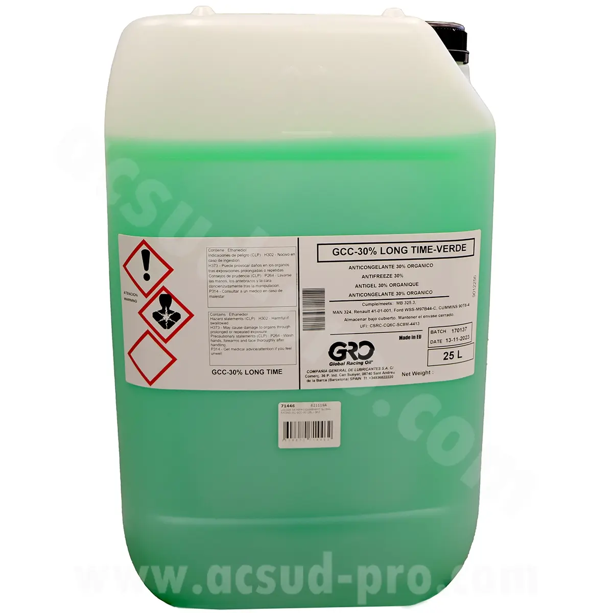 글로벌 레이싱 오일 GCC-30 녹색 냉각수 25L