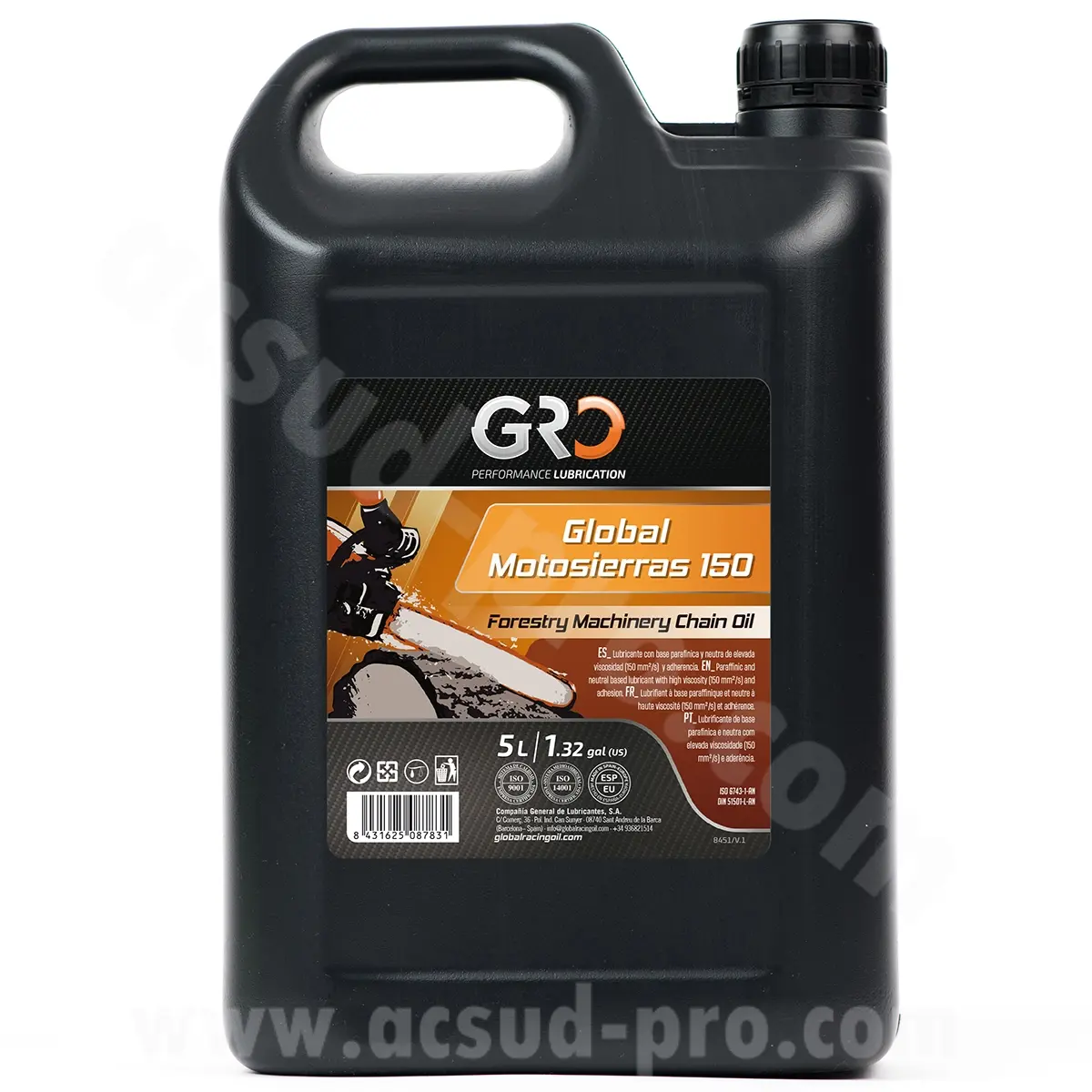 Huile chaîne de tronçonneuse Global Racing Oil viscosité ISO 150 5L