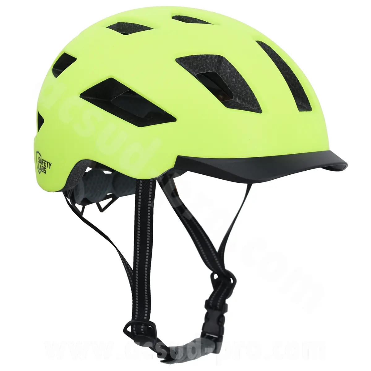 Casque vélo adulte Safety Labs E-Bahn 2.0 jaune avec éclairage LED USB intégré 54-57 cm