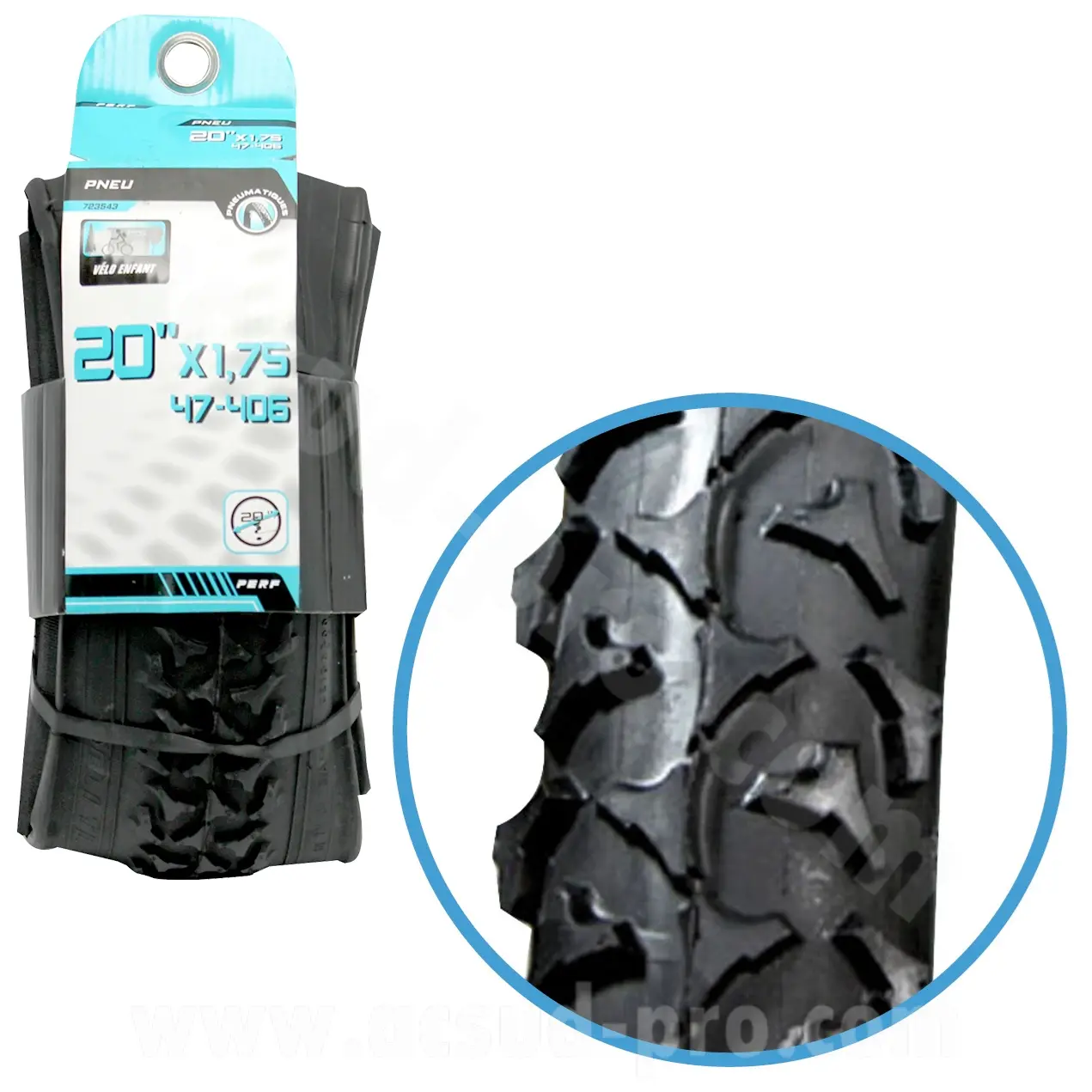 Pneu vélo 20 x 1.75 noir tringle souple TS (47-406)