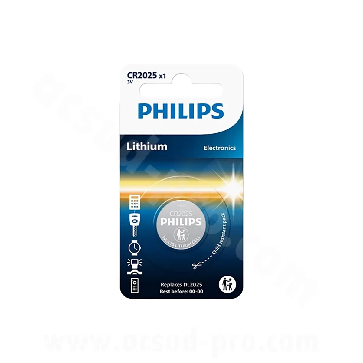 Pila de botón de litio CR2025 Philips