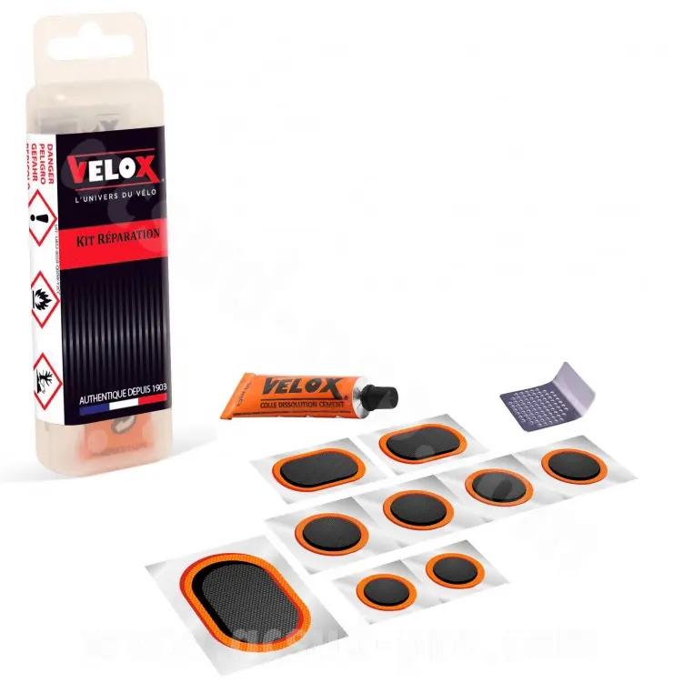 Kit de réparation Vélo Allbike - 9 rustines + tube dissolution 5 ML + râpe