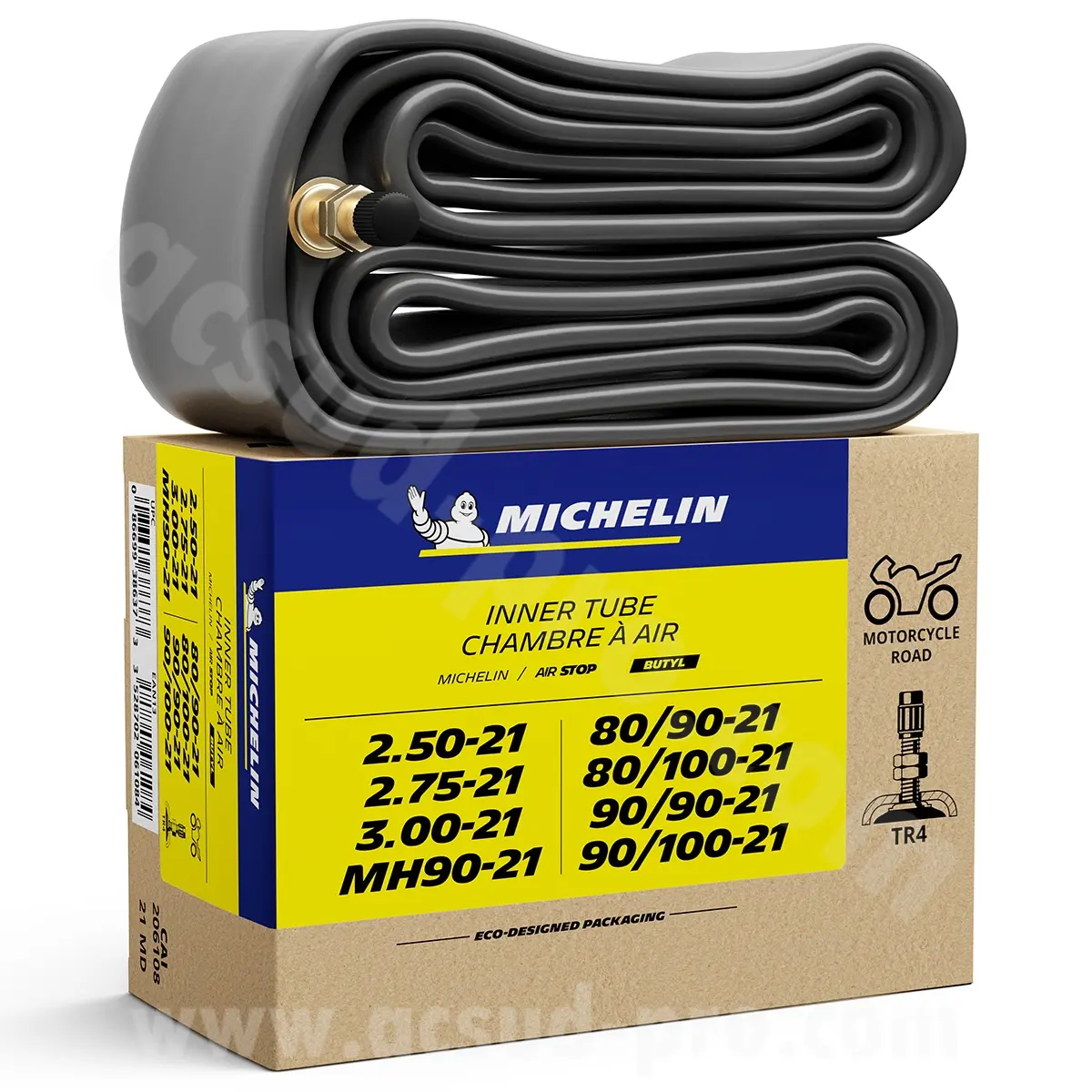 Schlauch 21" 2.50-21, 2.75-21, 3.00-21, 80-90-21, 90-90-21, 80-100-21, 90-100-21, MH90-21 Michelin 21MD Ventil TR4