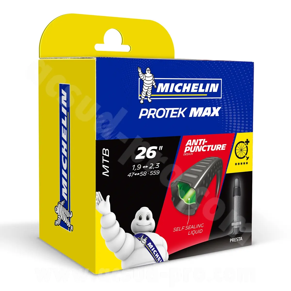 Εσωτερικός σωλήνας ποδηλάτου 26" x 1.90 έως 2.30 michelin C4 protek max presta VP 40MM 330G (47/58-559) (κουτί)
