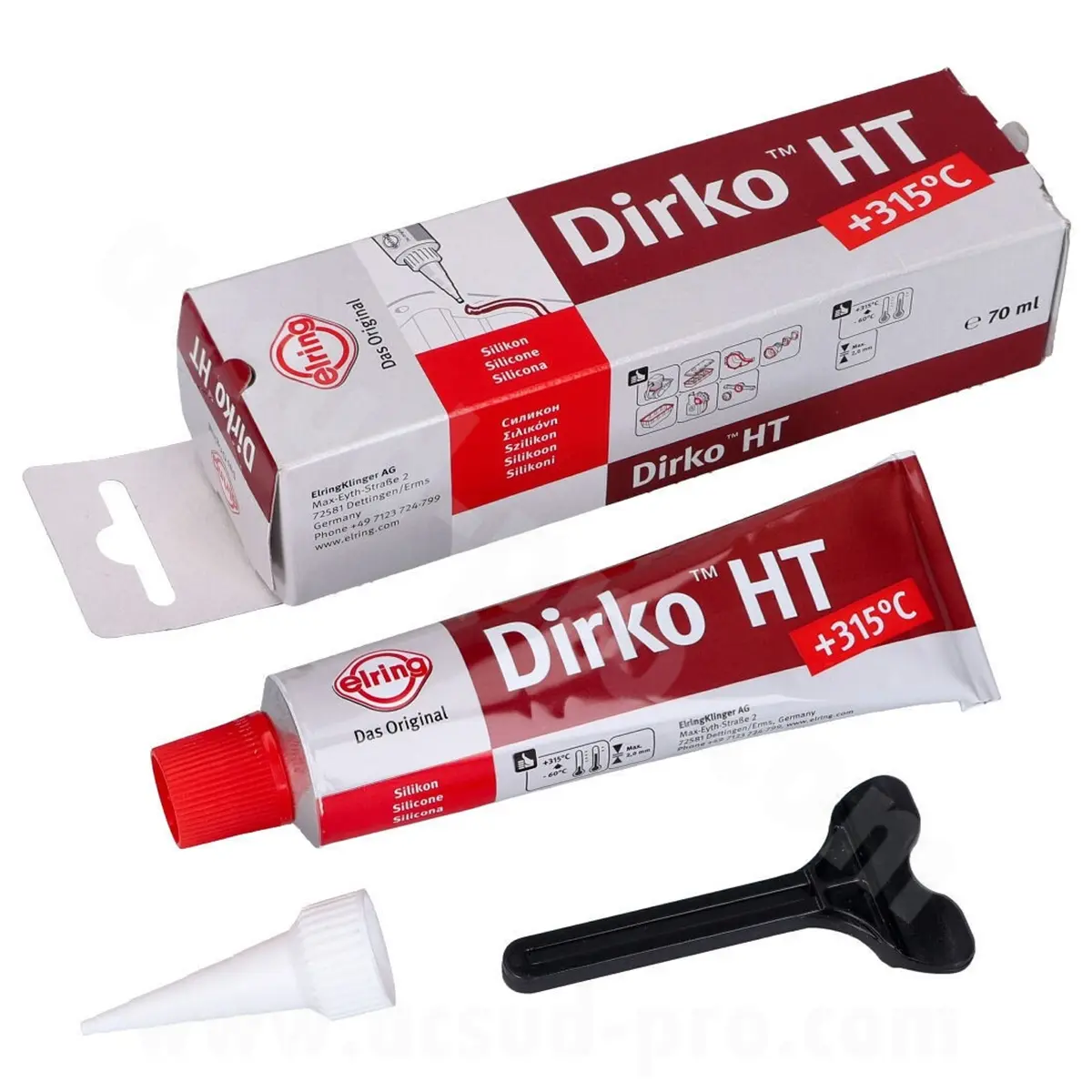 Pâte à joint Elring Dirko rouge HT résistance thermique 315°C maxi 70 ml