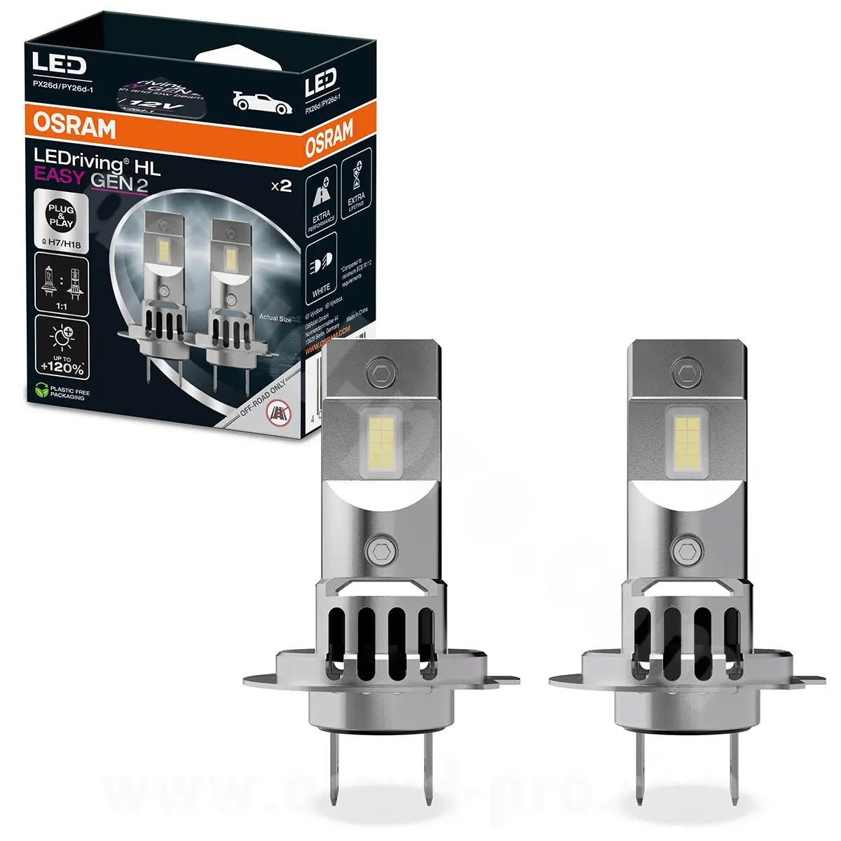 Ampoule LED H7 12V 16W culot PX26D OSRAM LEDriving HL easy GEN2 6500K blanc froid (blister de 2)