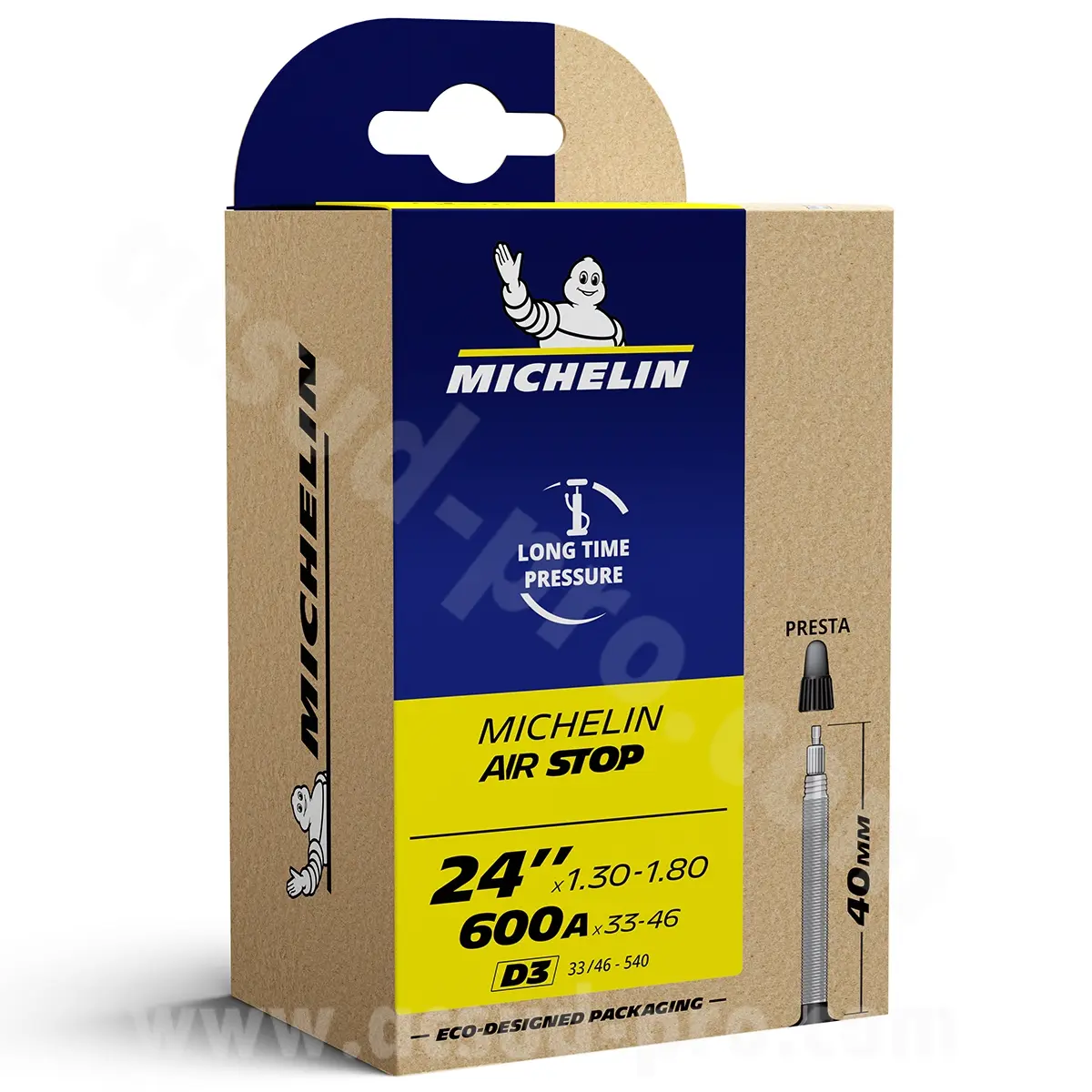 CHAMBRE A AIR VELO 24" x 1.30 A 1,80 MICHELIN D3 PRESTA VP 29MM 128G (33/46-540) (BOITE) - Remplace la référence S816000