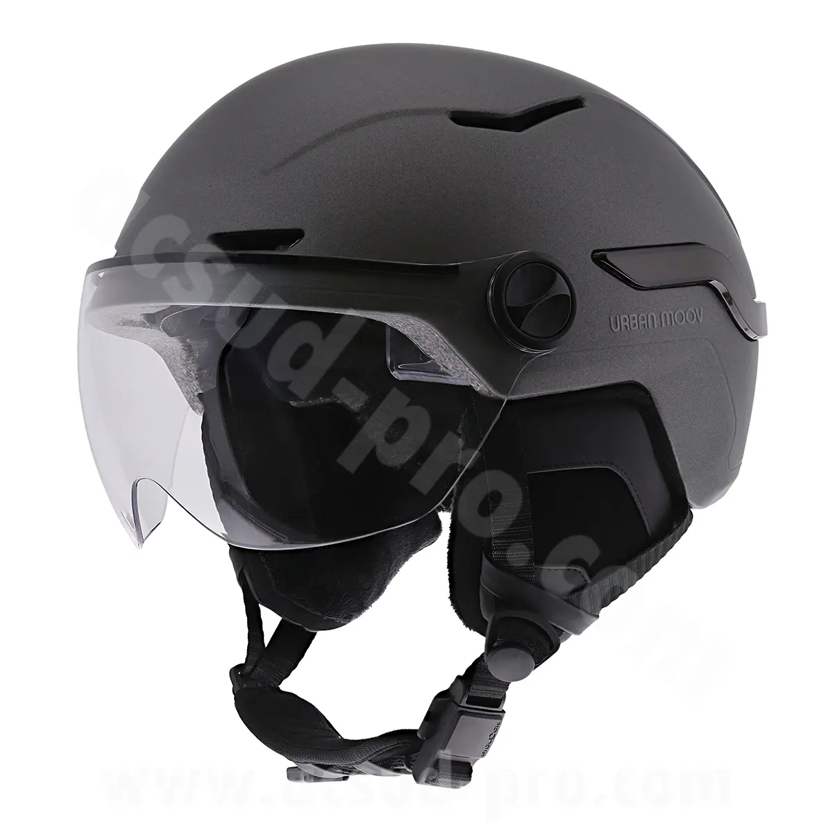 Fahrradhelm TNB LED mit Visier und Brems-/Blinklicht anthrazitgrau Größe L (59-61 cm)