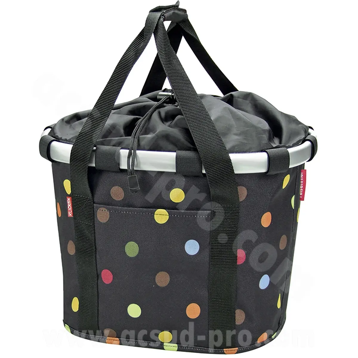 Vorderer Stoffkorb Klickfix Bikebasket Punkte 35x28x26cm