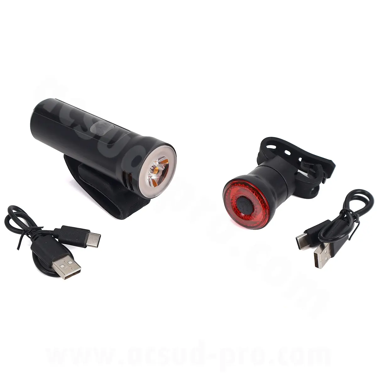 Fahrradbeleuchtungsset LED vorne 320 Lumen/hinten 22 Lumen USB-C aufladbar