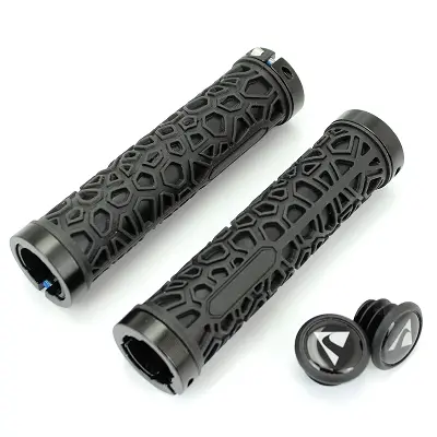 Mucem Lock On 더블 블랙 자전거 핸들 그립 커버 (1쌍)