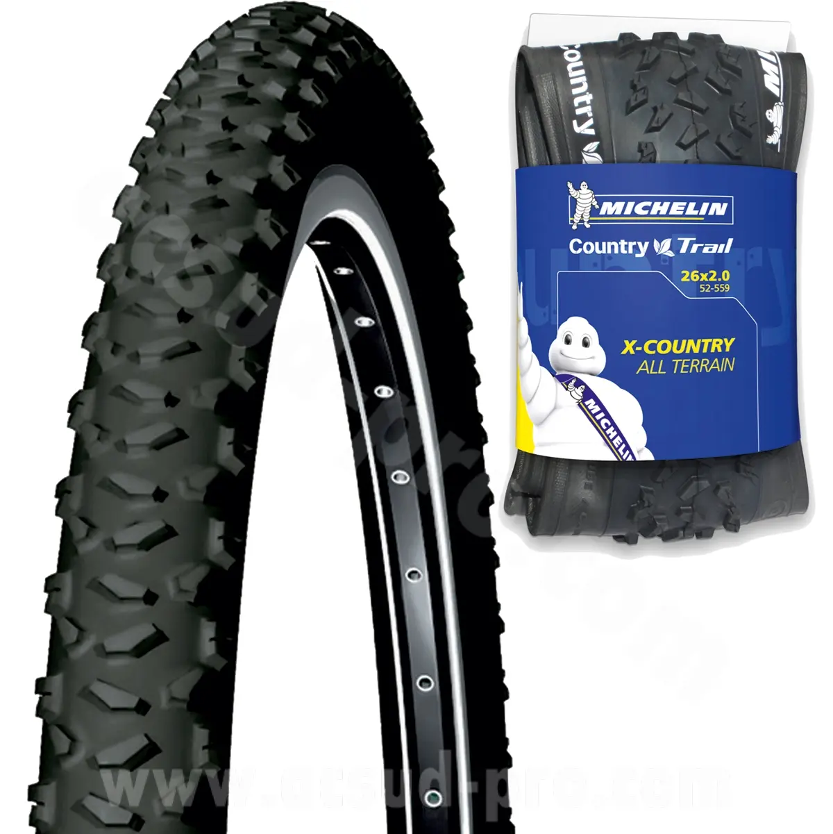 26 x 2.00 미쉐린(Michelin) 컨트리 트레일(Counrty Trail) 튜브리스 레디(Tubeless Ready) 연변(소프트 비드) TS (52-559) 자전거 타이어