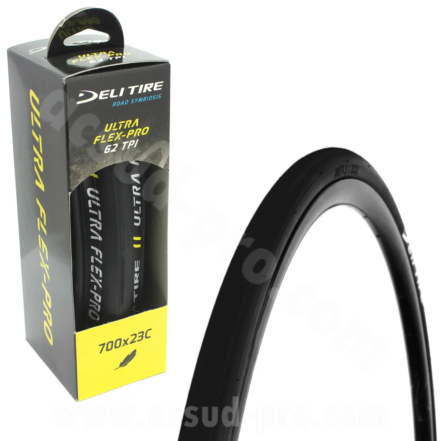 Pneu vélo 700 x 23C Deli SA-205 noir tringle souple