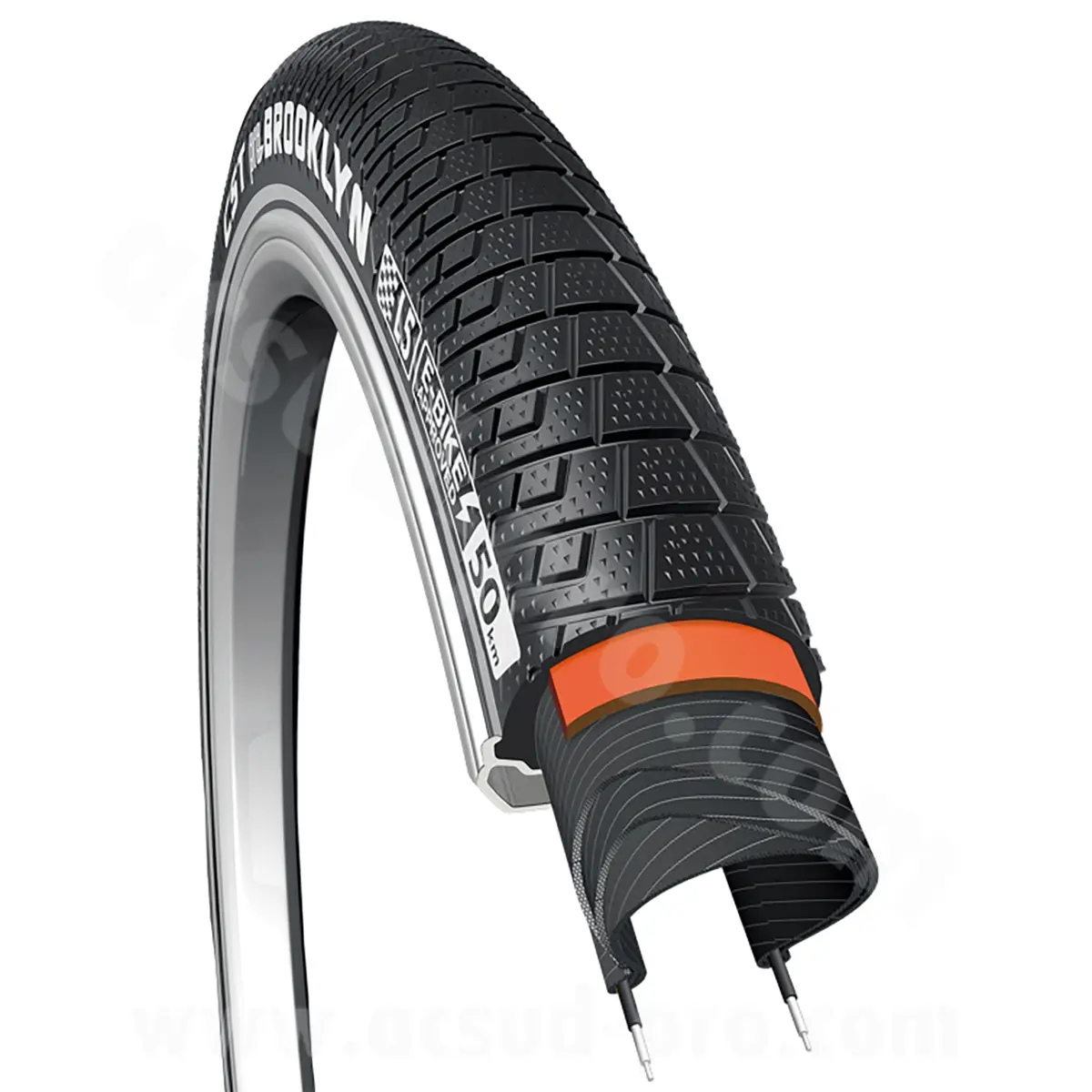 Fahrradreifen 24 x 2.15 CST Brooklyn schwarz cargo/urban/E-Bike Seitenwandreflektor steife Drahtwulst (55-507)
