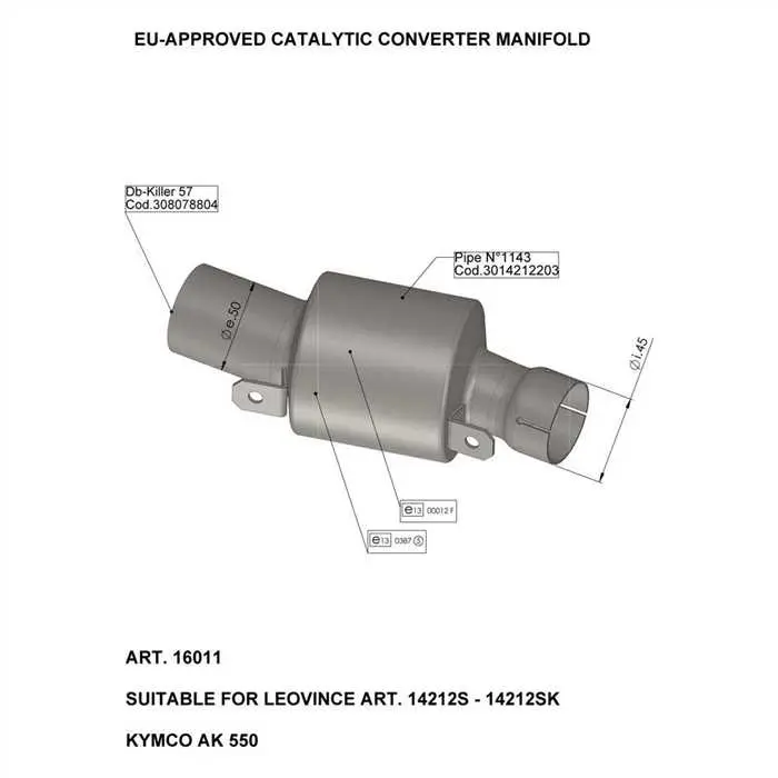 Collecteur catalytique homologué EU SBK Leovince