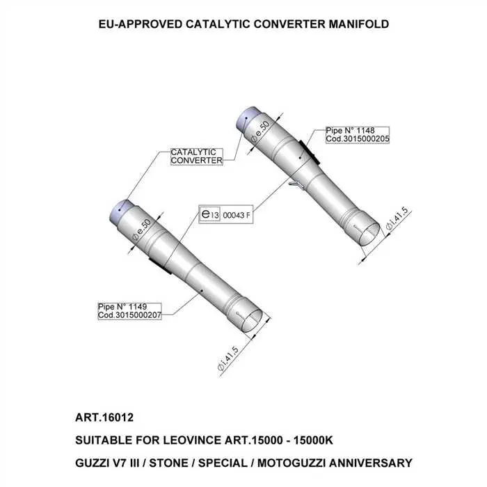 Collecteur catalytique homologué UE SBK Leovince