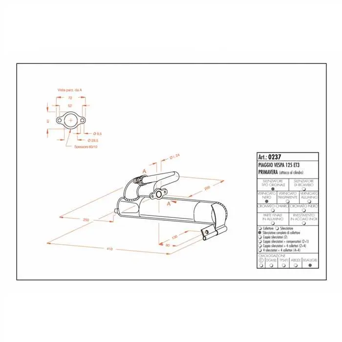 Silencieux Leovince Sito Plus adaptable Piaggio 125 ET3 Primavera ref 0237