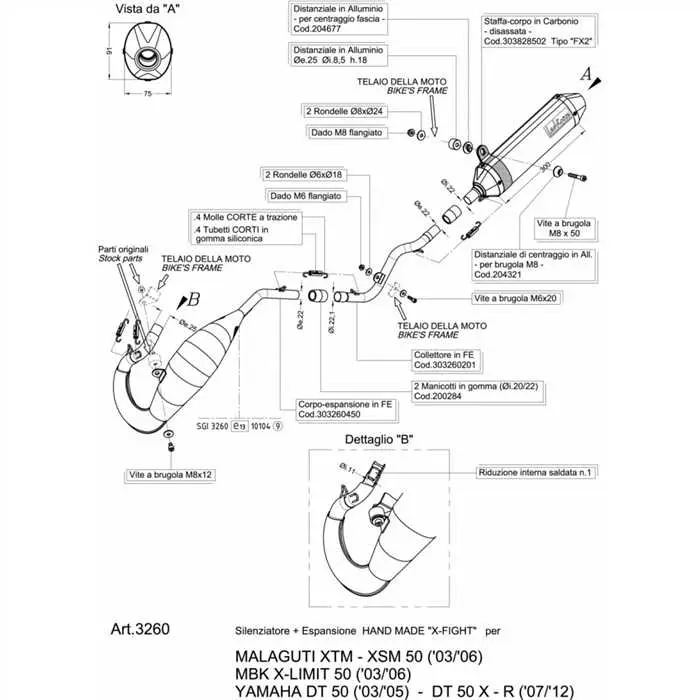 Silencieux Leovince X-Fight titane passage haut MBK X-Limit 50 / Yamaha DTR 50 / Malaguti XSM XTM 50 (ref 3260)